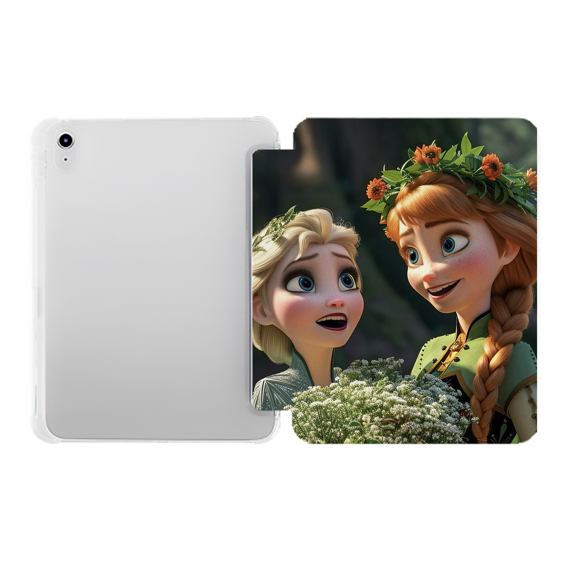 （画像用） アナと雪の女王 アンナ エルサ Frozen Anna Elsa IPad ケース ペン収納付き 三つ折りスタンド PUレザー×シリコン 対応機種9.5/10.5/10.9インチ